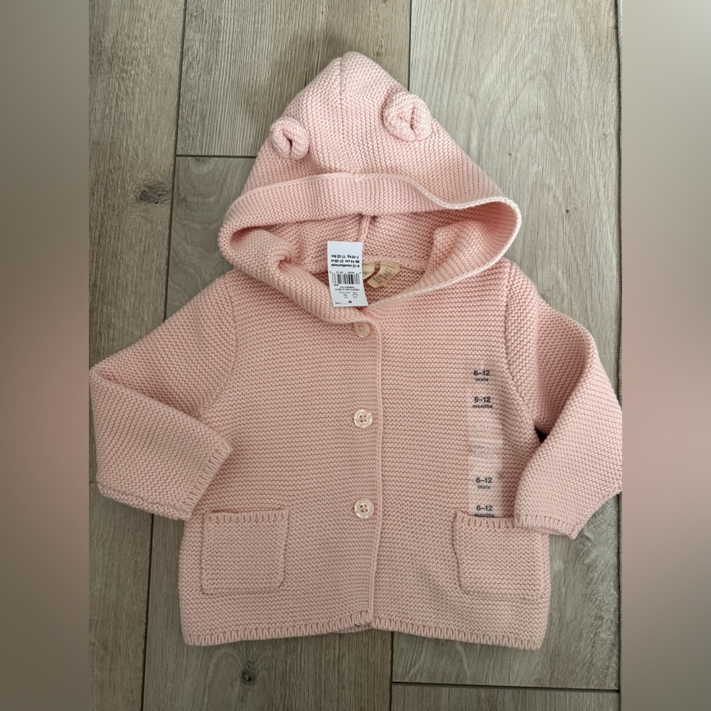 GAP Soft Pink Baby Knit Hoodie 6-12 MONTHS